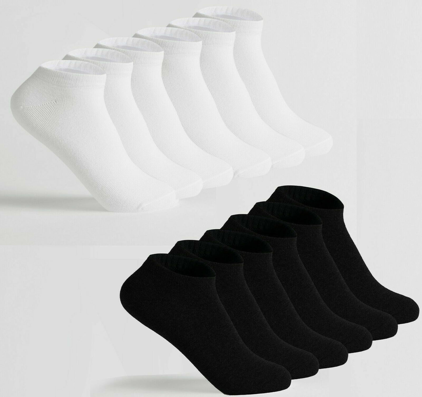 Sneaker Socken Damen 6 / 12 / 24 Paar Bunte Damensocken Gr.35-42 Weiß/Scwarz