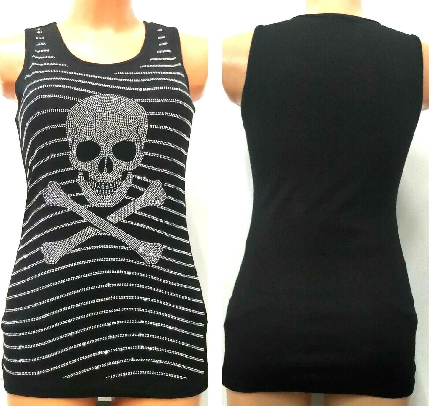 Ärmellos Damen T-Shirt Bluse Oberteile Totenkopf Sommer Top