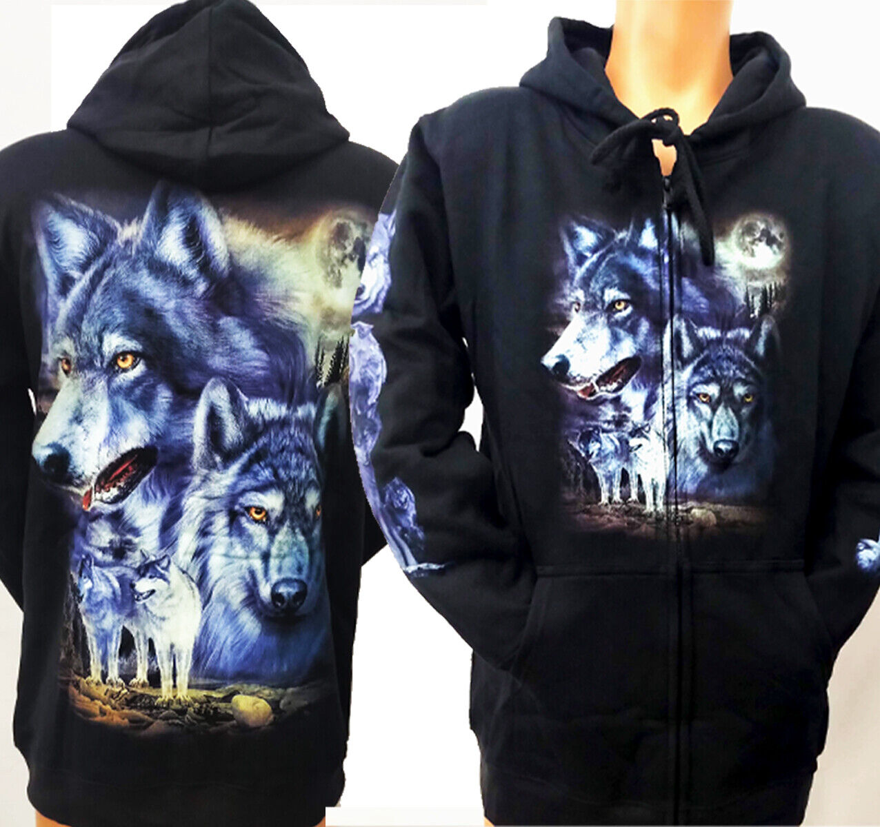 Herren übergang jacke Wolf Kapuzenpullover mit Reißverschluss Kapuze Gr. M,L,XL