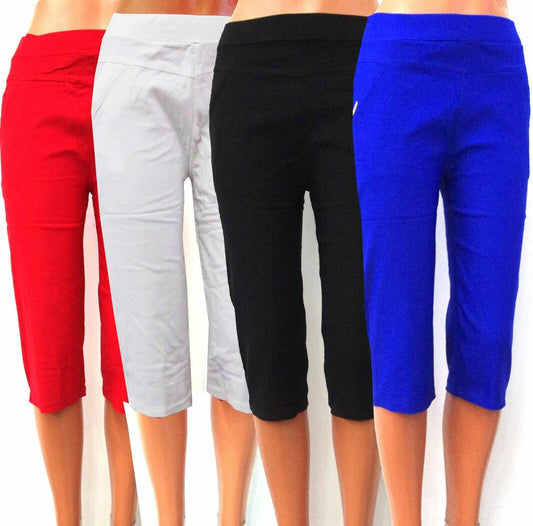 Damen Capri Shorts Hose Stretch Hüft 3/4 Jeggings Leggings Treggings Gr.38 - 46